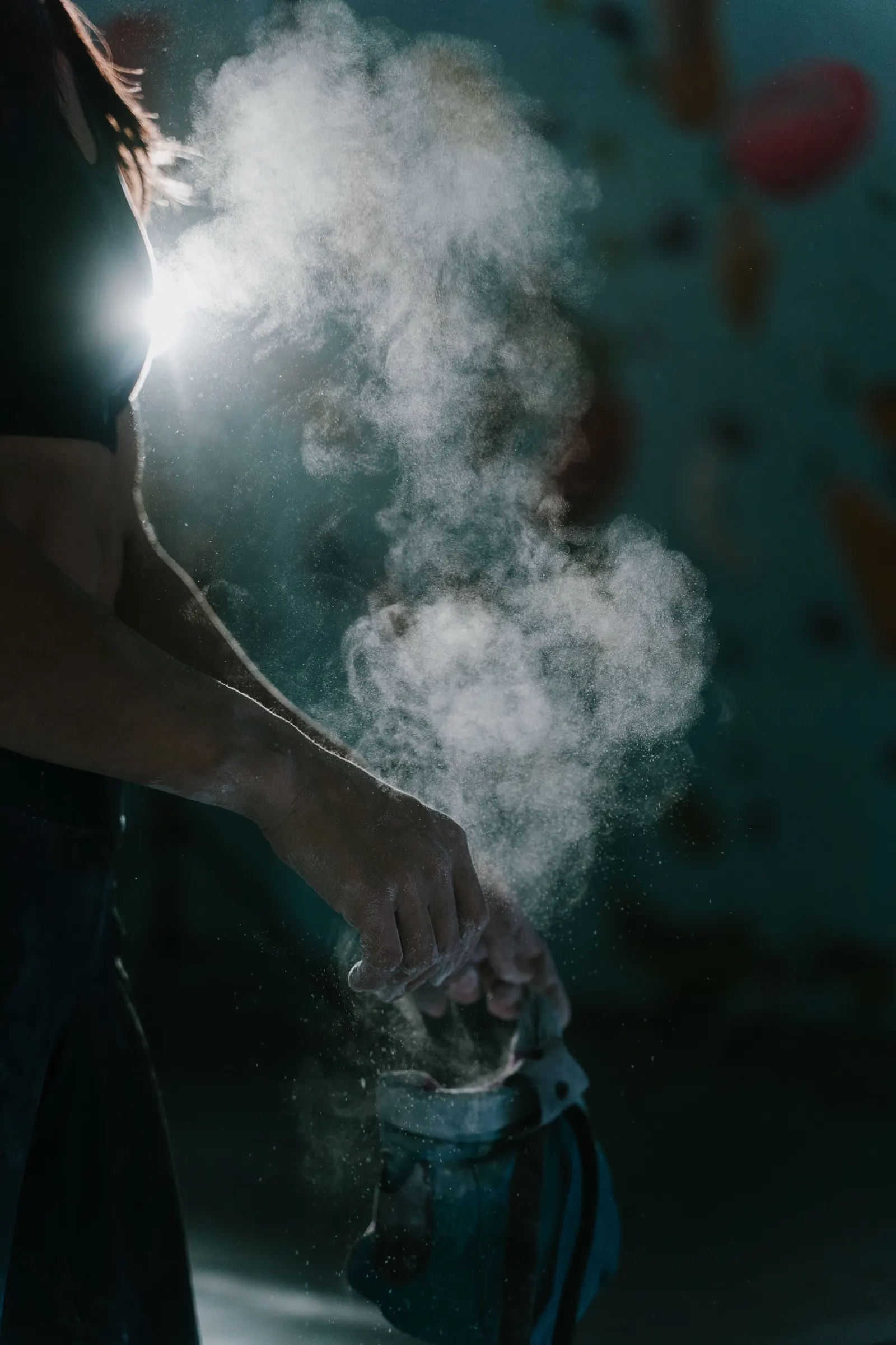 Hands dusted with chalk